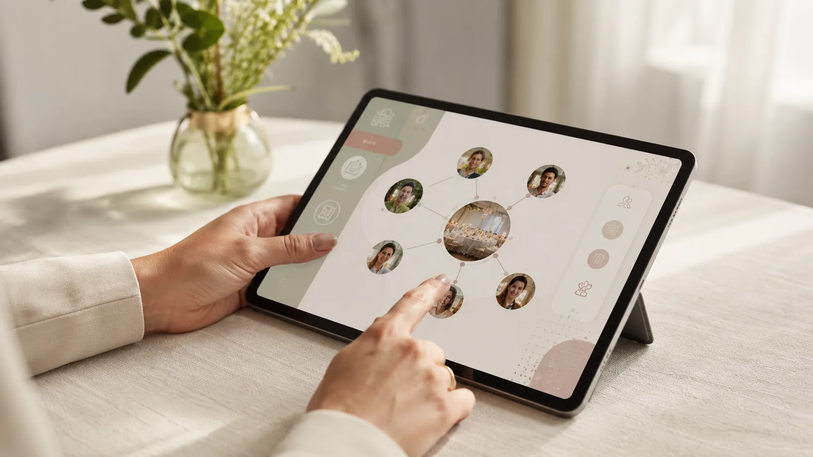 Event planner evaluating an AI-native planning platform on a laptop — Eventio AI matching and contract analysis for professional planners
